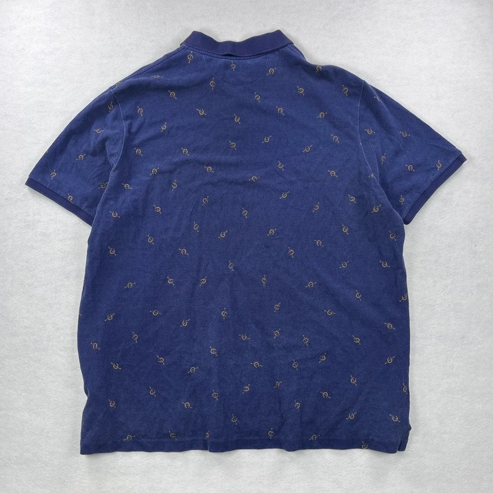 Polo Ralph Lauren Mens XXL Navy Blue Equestrian Saddle Stirrup Print Polo Shirt